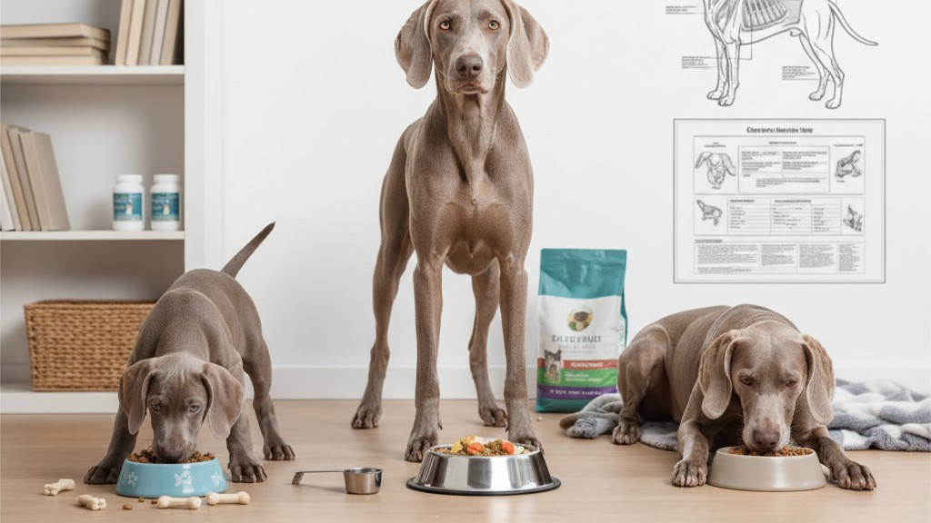 Adaptar la alimentación del Weimaraner según su etapa de vida: cachorro, adulto y senior