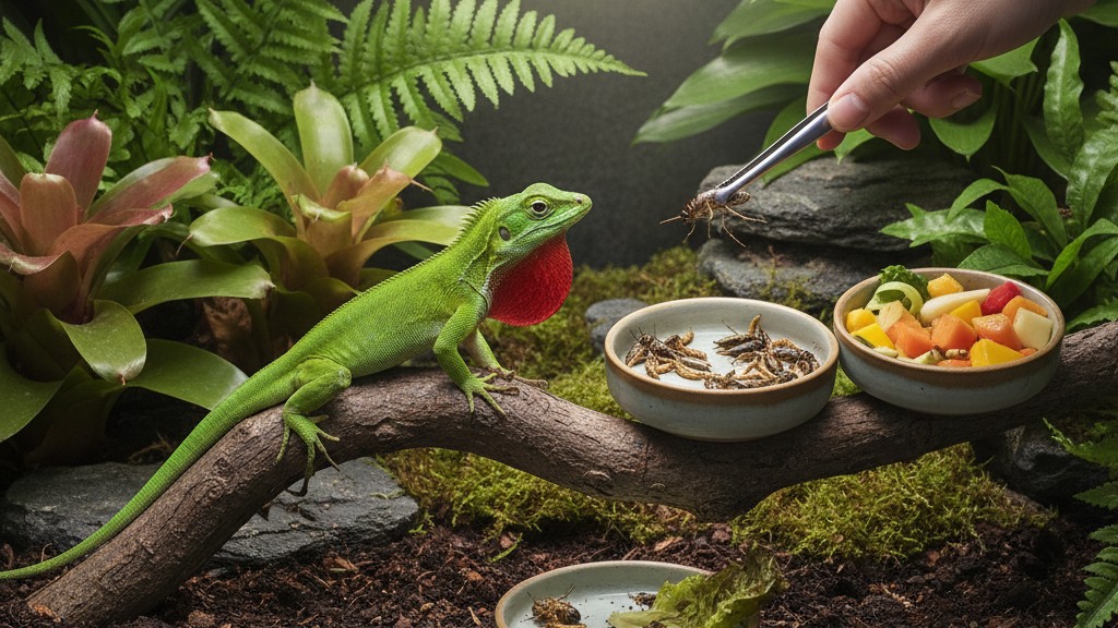 Alimentación ideal del Anolis verde: qué darle y qué evitar