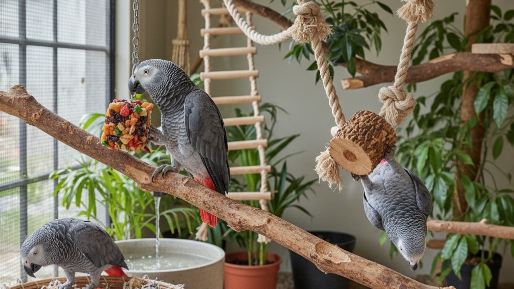 La importancia del enriquecimiento ambiental en loros yaco para evitar el aburrimiento
