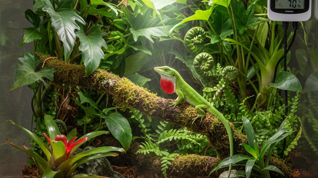 Requisitos de terrario y ambiente para asegurar la salud de tu Anolis verde