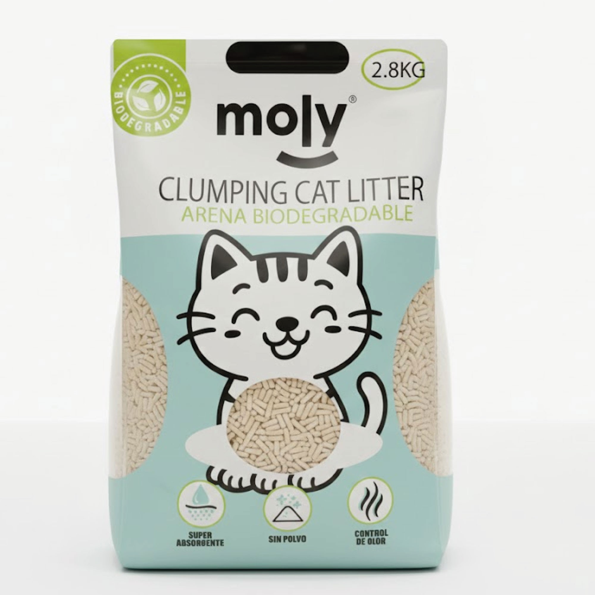 Arena de Tofu bambú y maiz Carbón Activo-Biodegradable para Gatos 6.72 Litros | Ecológica, Aglomerante y Natural – Moly-