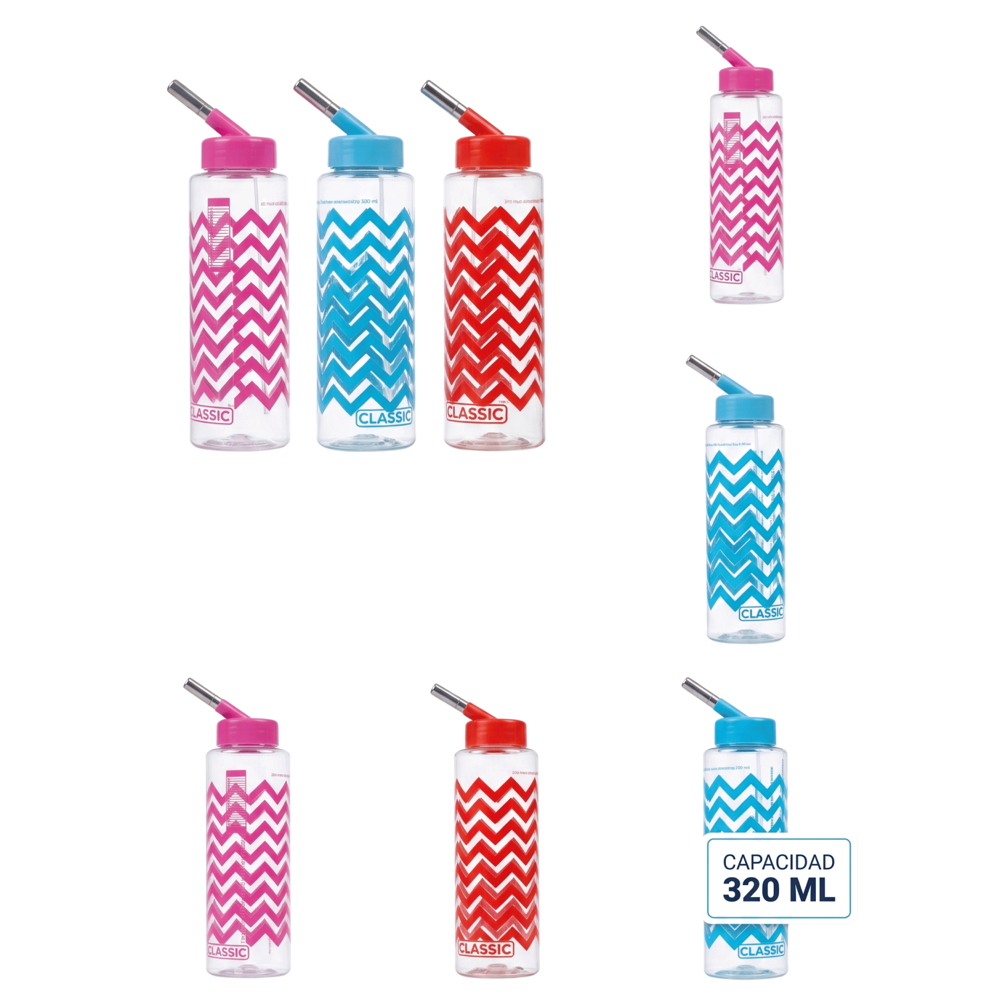 BEBEDERO PARA ROEDORES MOLY 320 ML ZIG ZAG | BOQUILLA ANTIGOTEO | EXPOSITOR 12 UNIDADES