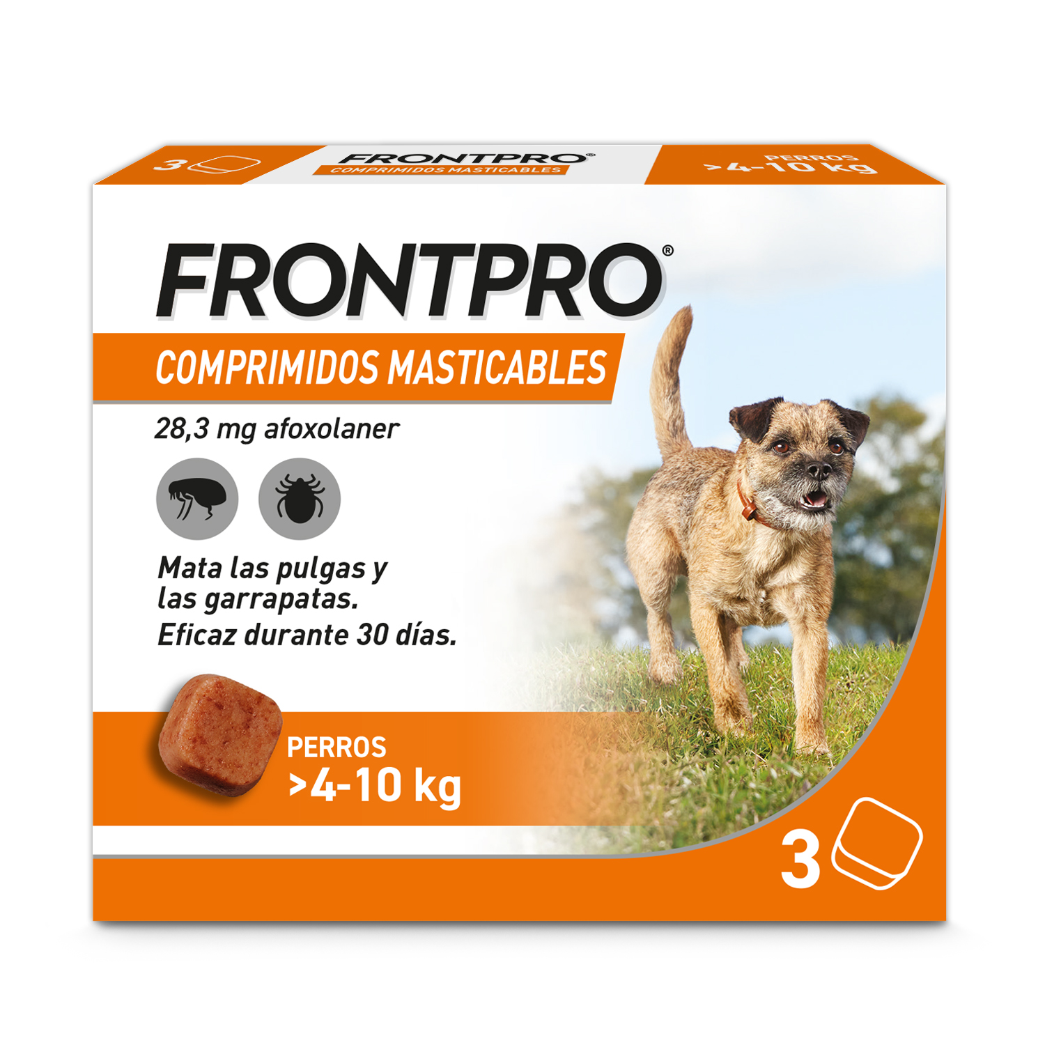 FRONTPRO 28 MG COMPRIMIDOS MASTICABLES PARA PERROS DE 4 A 10 KG | 3 COMPRIMIDOS | ANTIPARASITARIO CONTRA PULGAS Y GARRAPATAS