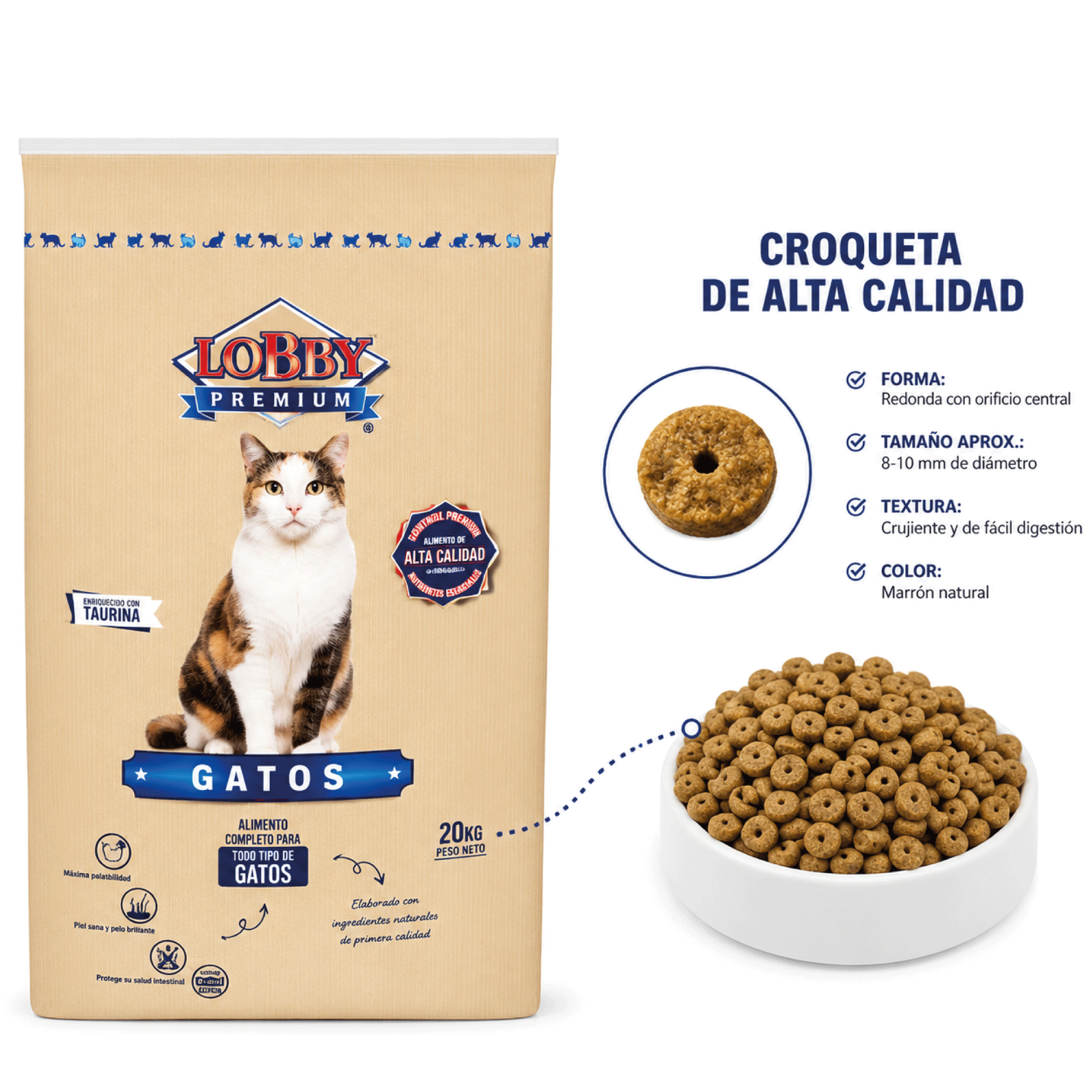 LOBBY PREMIUM GATOS 20 KG | PIENSO COMPLETO PARA GATOS ADULTOS CON TAURINA