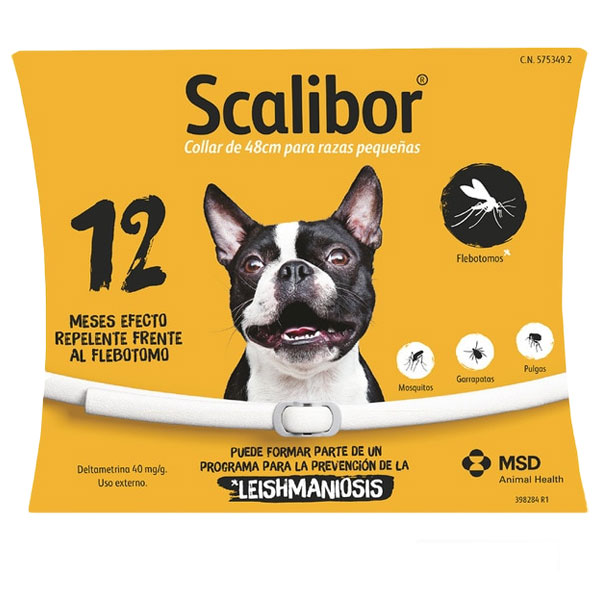 SCALIBOR 48 CM | COLLAR ANTIPARASITARIO PARA PERROS  PEQUEÑOS Y MEDIANOS | PROTECCIÓN CONTRA GARRAPATAS, FLEBÓTOMOS Y MOSQUITOS