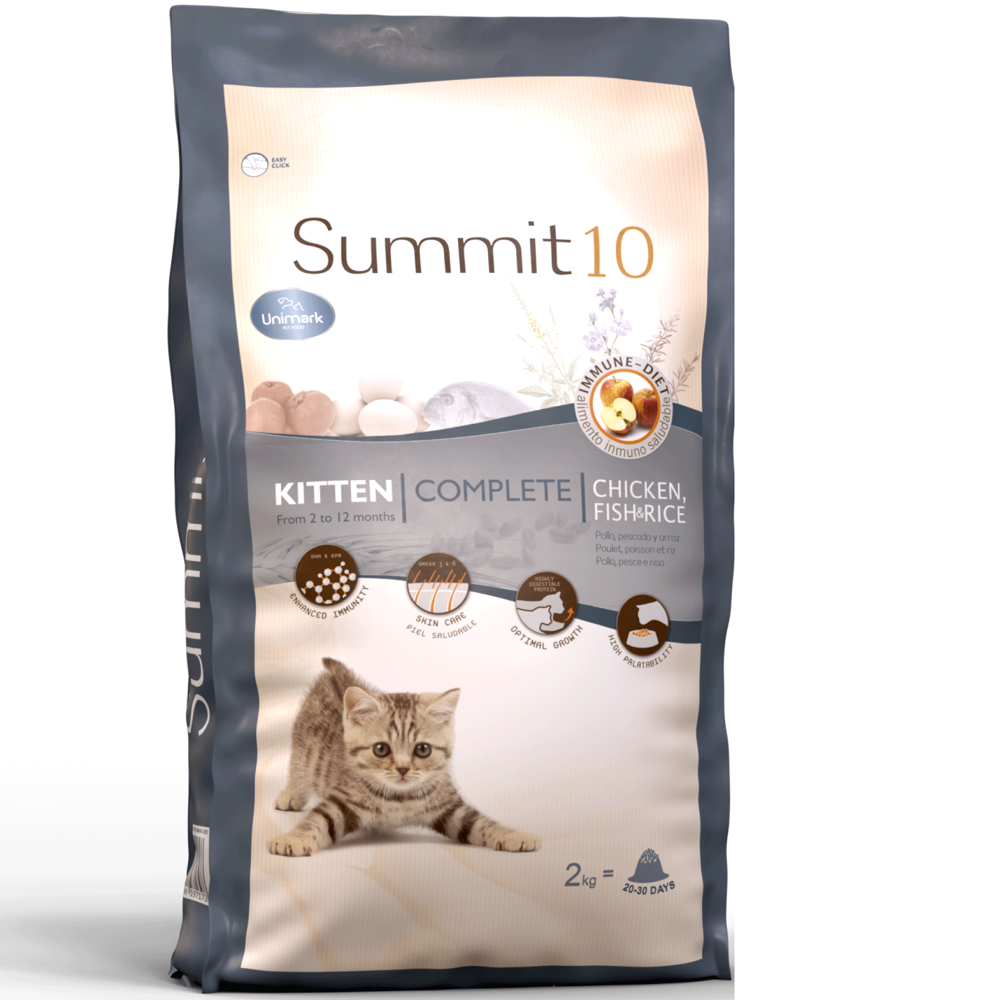 SUMMIT 10 KITTEN CHICKEN &amp; RICE 2 KG | PIENSO PREMIUM PARA GATITOS CON POLLO Y ARROZ | CRECIMIENTO SALUDABLE