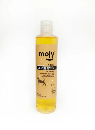 Champú Aceite de Visón 250 ml Moly | Especial Yorkshire para Brillo, Suavidad y Nutrición Profunda