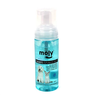Champú en Seco en Espuma 150 ml Moly | Limpieza Rápida sin Agua para Perros y Gatos