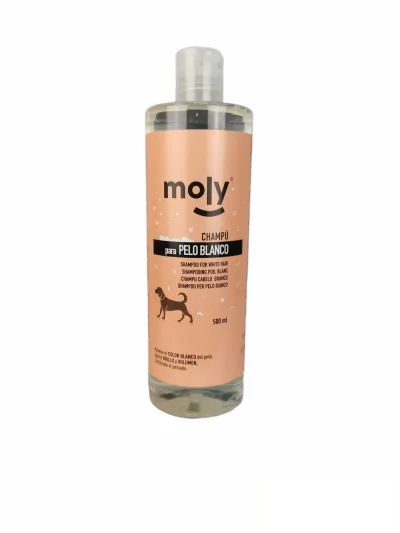 Shampoing Pelage Blanc 500 ml Moly | Illuminateur Professionnel pour Pelages Blancs et Clairs