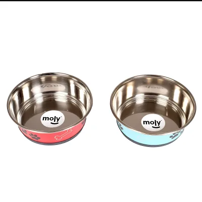 Gamelle inox antidérapante 17 cm 0,70 L avec décor pattes