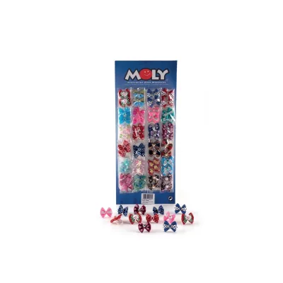 Expositor Lacitos Moly 24 Unidades x2 | Accesorios para el Pelo de Perros con Diseños Elegantes y Coloridos