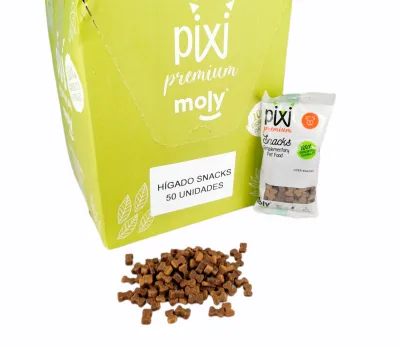 Expositor Moly Snack Premium de Foie 50 Sachets de 100 g | Récompense Naturelle Riche en Protéines pour Chiens Grain Free