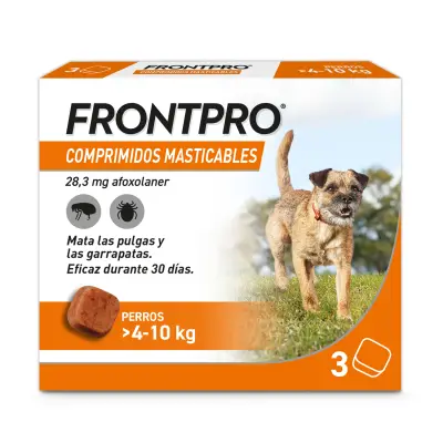 FRONTPRO 28 MG COMPRIMIDOS MASTICABLES PARA PERROS DE 4 A 10 KG | 3 COMPRIMIDOS | ANTIPARASITARIO CONTRA PULGAS Y GARRAPATAS