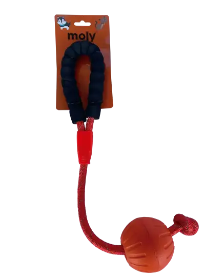 Jouet corde avec balle TPR éco 9x50 cm pour chiens