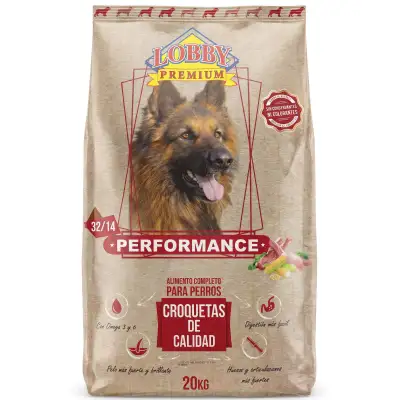 LOBBY PREMIUM PERFORMANCE 32/14 20 KG | ALIMENTO COMPLETO PARA PERROS ADULTOS ACTIVOS
