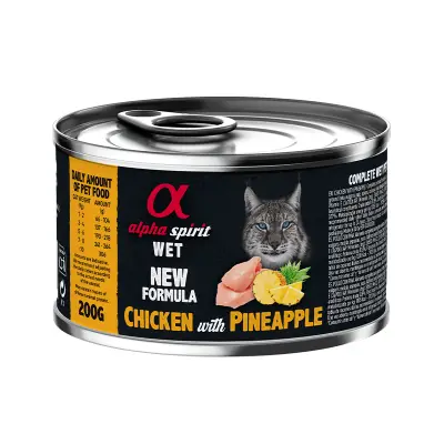 Pâté naturel pour chats Alpha Spirit Poulet et Ananas – Alimentation humide sans céréales 200 GR