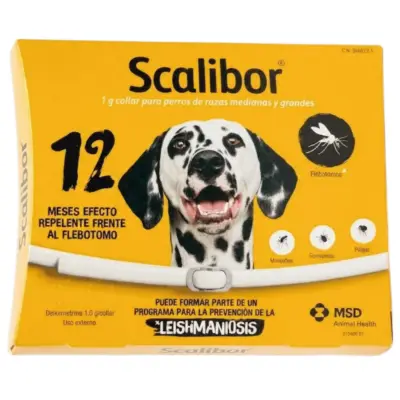 SCALIBOR 65 CM | COLLAR ANTIPARASITARIO PARA PERROS GRANDES | PROTECCIÓN CONTRA GARRAPATAS, FLEBÓTOMOS Y MOSQUITOS