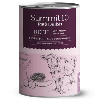 SUMMIT 10 PATÉ DELISH BEEF GRAIN FREE 400 GR | ALIMENTO HÚMEDO MONOPROTEICO PARA PERROS ADULTOS