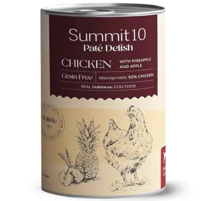 SUMMIT 10 PATÉ DELISH CHICKEN GRAIN FREE 400 GR | COMIDA HÚMEDA MONOPROTEICA PARA PERROS ADULTOS