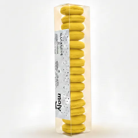 Presentación estética tipo pastelería de macarons Moly