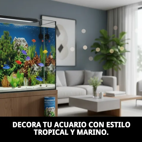 Papier decoratif appliqué en fond d'aquarium