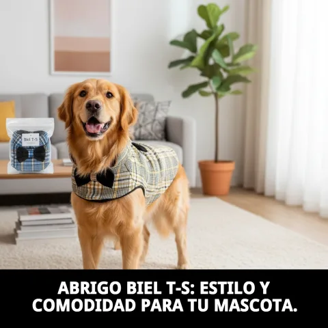 Chien portant le manteau Biel T-S lors d'une promenade en extérieur