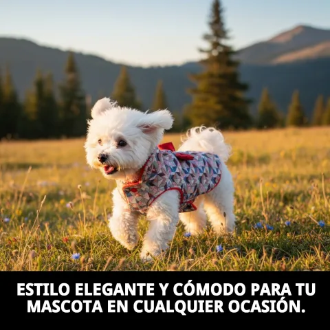 Petit chien portant le manteau Damasco T-S en extérieur