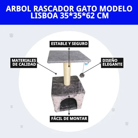 Vue latérale de l'arbre à griffer pour chat modèle Lisboa