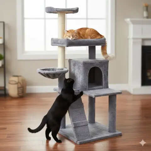 Chat se reposant sur une plateforme de l'arbre Paris