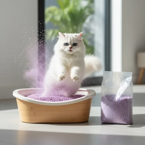 Détail de la texture naturelle et biodégradable de la litiere tofu