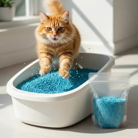 Logo La Tribu Animale avec litière pour chats Tofu Talc en arrière-plan
