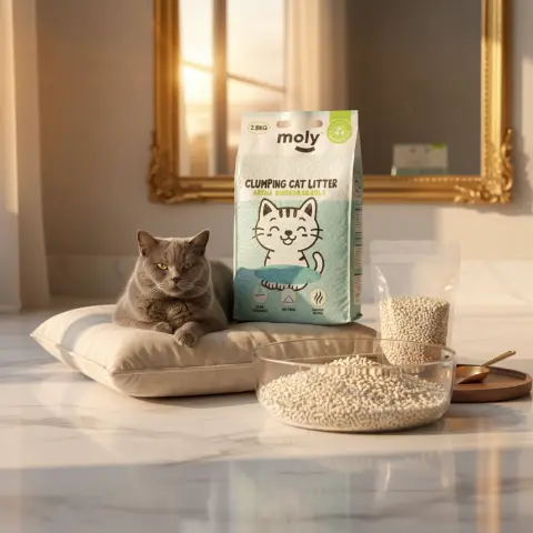 Vue latérale du paquet de litière Tofu Talc 2,8 kg