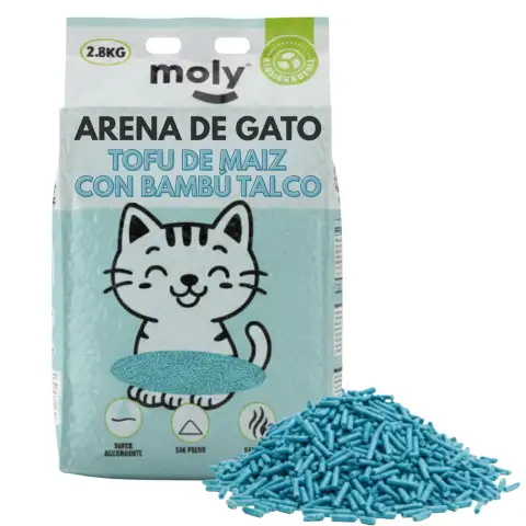 Litiere pour Chats Tofu Talc 2,8 kg | Écologique, Aglomerante et Naturelle – Moly - 8,4 Litres