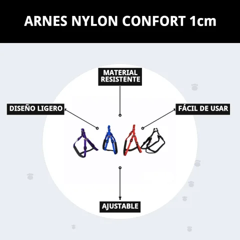 Empaque y presentación del arnés nylon confort 1 cm Mar Mascotas