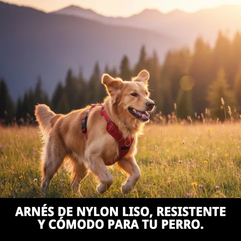 Ajuste del arnés de nylon liso en perro para mayor comodidad