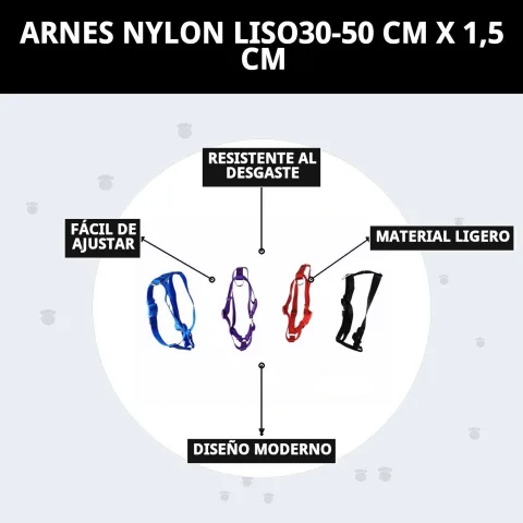 Presentación del arnés nylon liso en Mar Mascotas