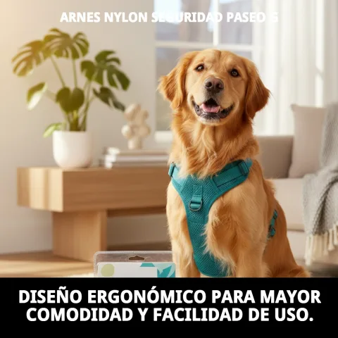 Uso del arnés nylon en paseo con perro mediano
