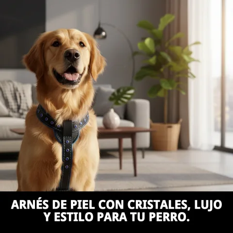 Detalles en cristal del arnés para perros luxury