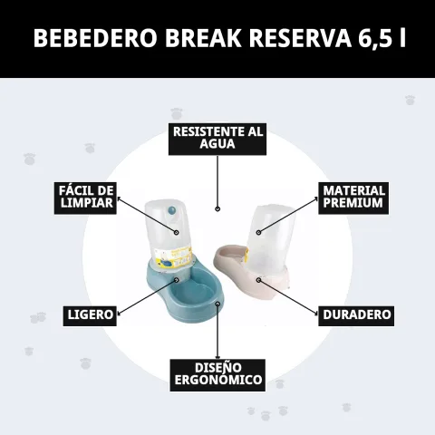 Vista lateral del bebedero Break Reserva 6,5 l para perros