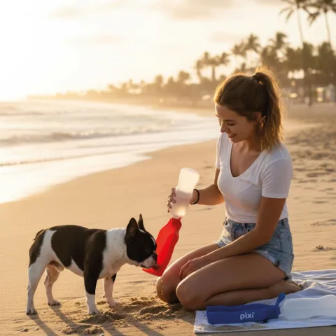 Bebedero portátil para perros con diseño resistente y ligero