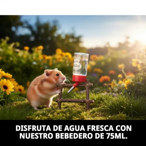 Nivel de agua visible en bebedero transparente para roedores