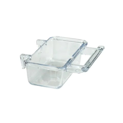 Boîte en verre transparente avec snacks pour oiseaux