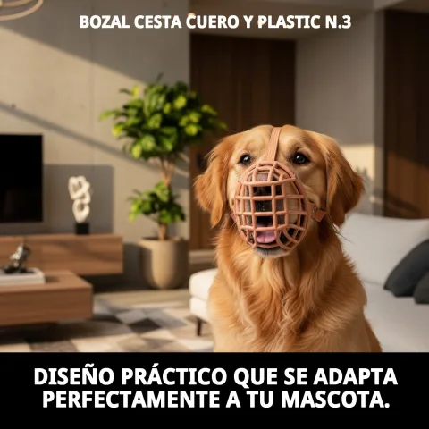 Perro bebiendo agua con bozal cesta N.3 puesto