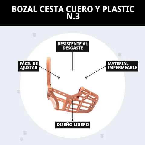 Bozal cesta N.3 mostrado con accesorios para perros