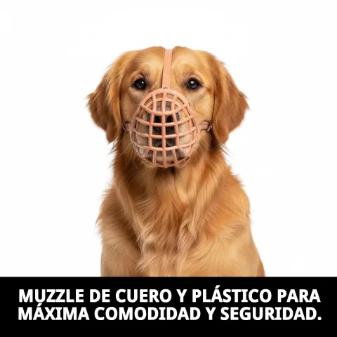 Chien portant la muselière cesta cuir et plastique N7 en promenade