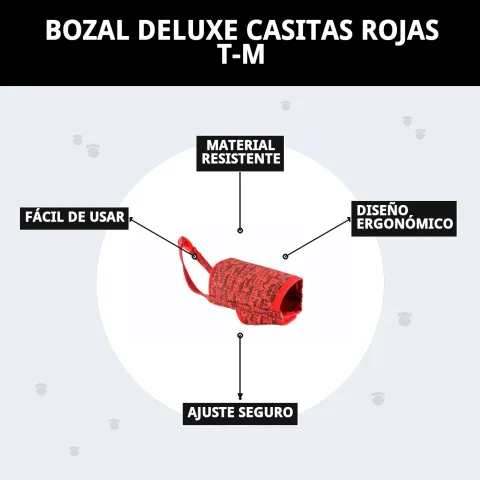 Présentation du Bozal Deluxe Casitas Rojas Taille M chez La Tribu Animale