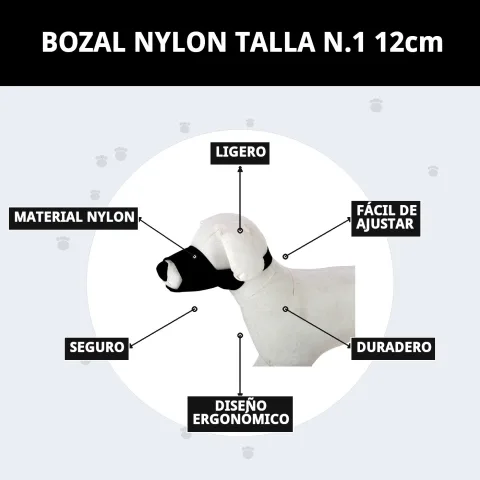 Bozal nylon talla N.1 presentado en fondo blanco