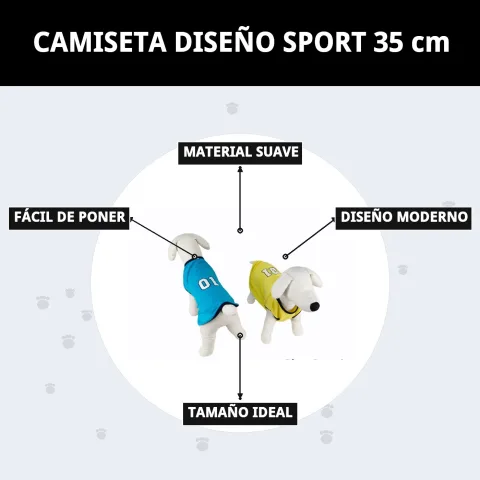 Empaque y presentación de la camiseta diseño sport 35 cm para perros
