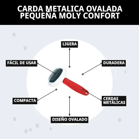 Empaque y presentación de la carda metálica ovalada Moly Confort