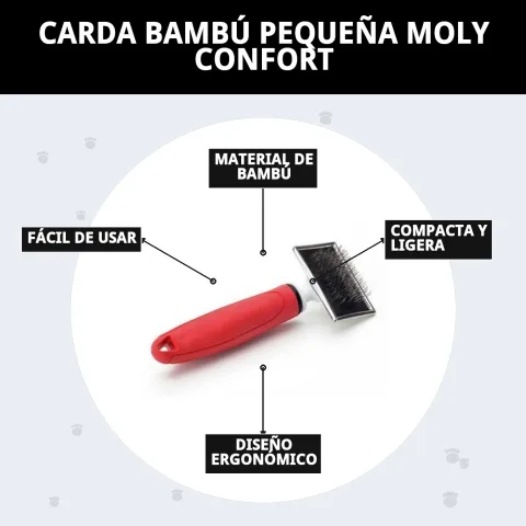 Carda metálica pequeña Moly Confort junto a otros accesorios de peluquería